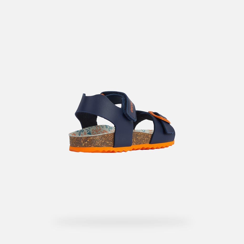 Sandales Garçon J GHITA BOY Bleu Marine/Orange Foncé 5/7