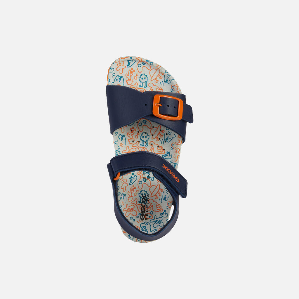 Sandales Garçon J GHITA BOY Bleu Marine/Orange Foncé 6/7