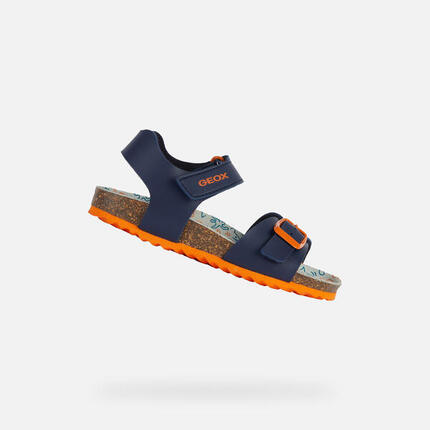Sandales Garçon J GHITA BOY Bleu Marine/Orange Foncé