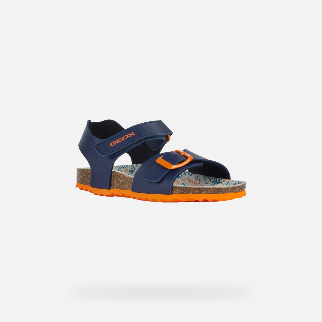 Sandales Garçon J GHITA BOY Bleu Marine/Orange Foncé 3/7
