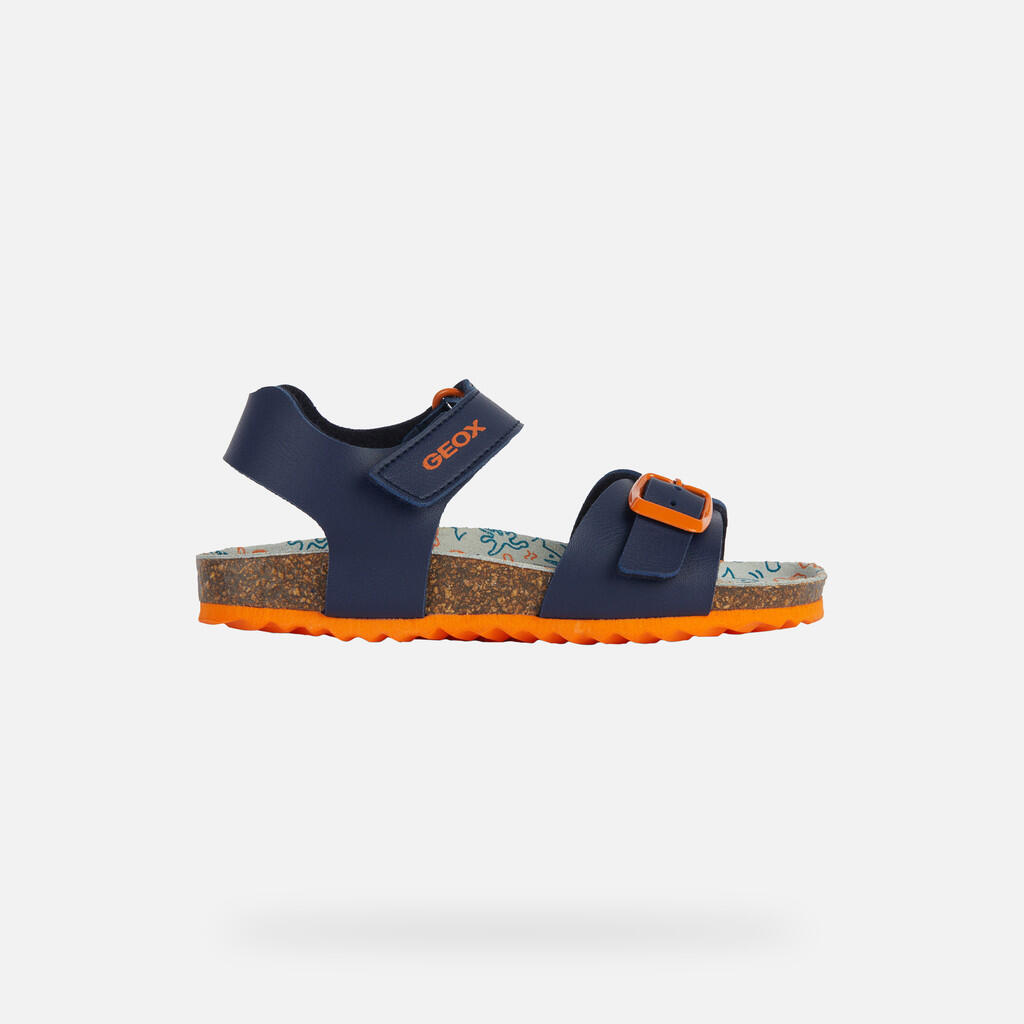 Sandales Garçon J GHITA BOY Bleu Marine/Orange Foncé 2/7