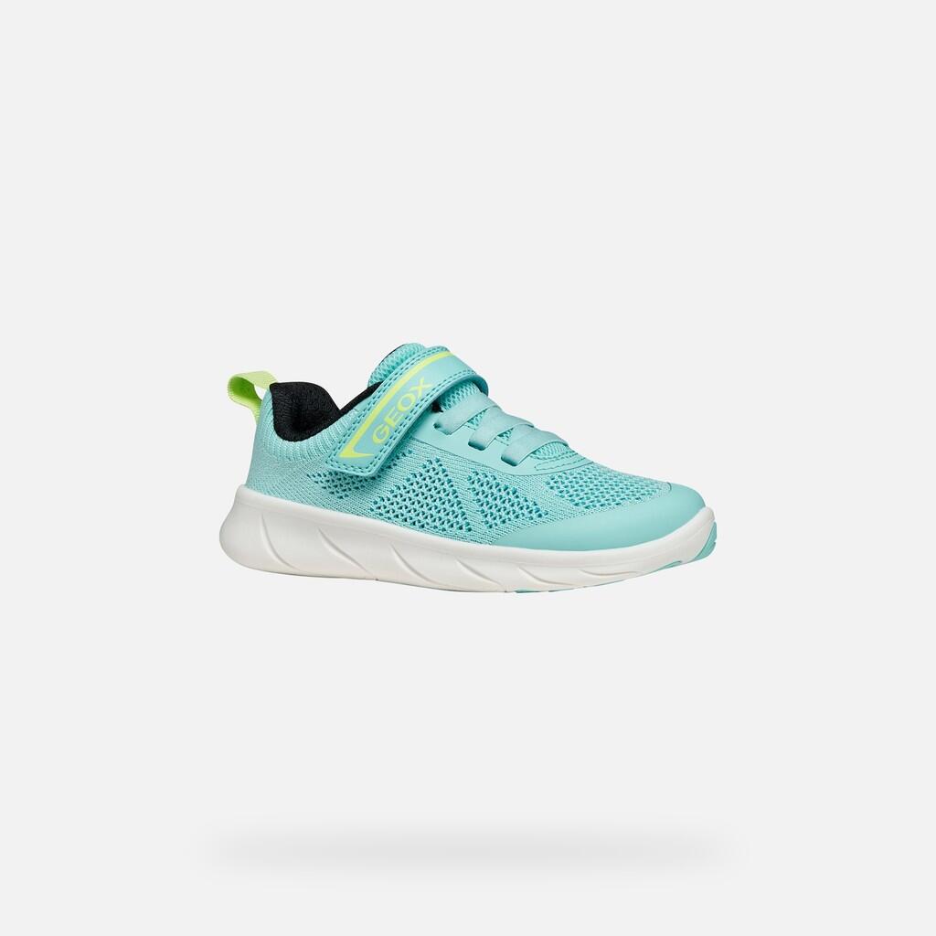 Baskets Fille J FOOT-RUN GIRL Bleu Eau/Vert Acidulé 3/7