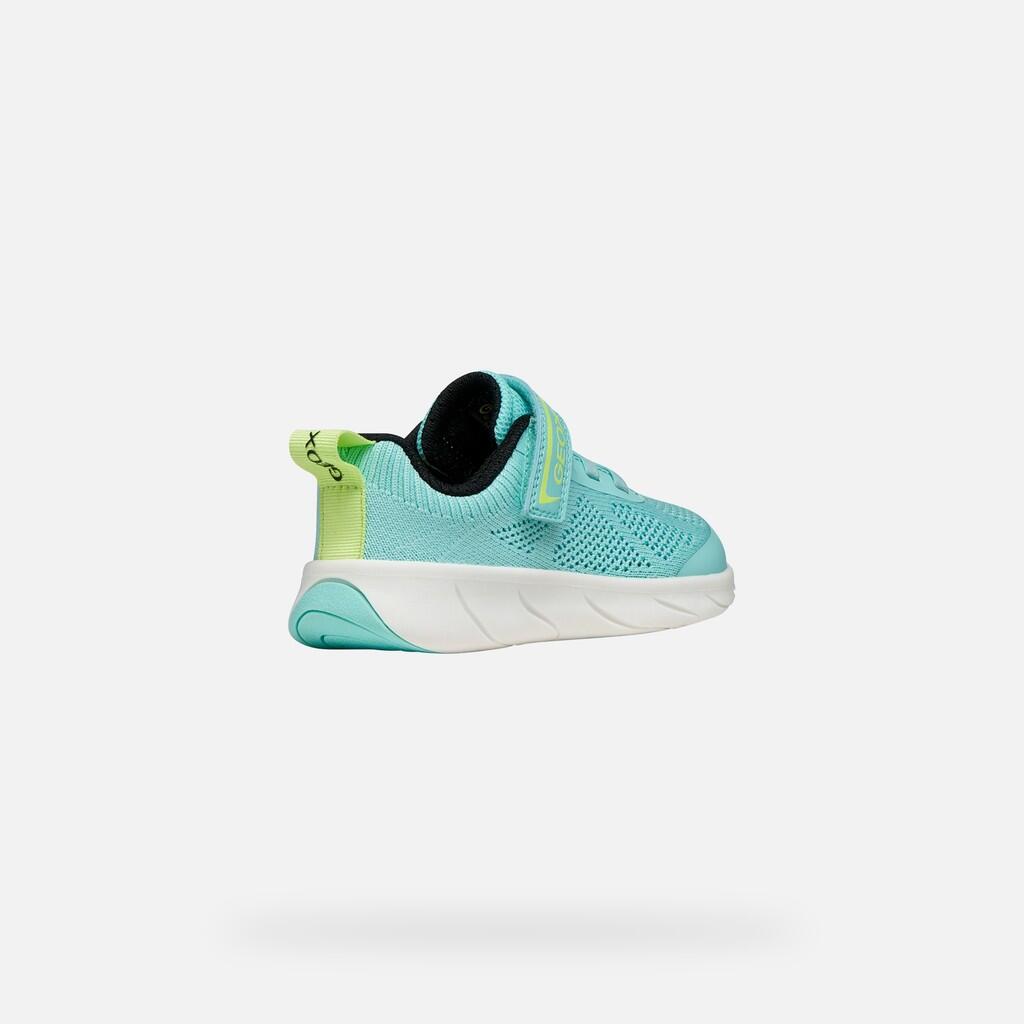 Baskets Fille J FOOT-RUN GIRL Bleu Eau/Vert Acidulé 5/7