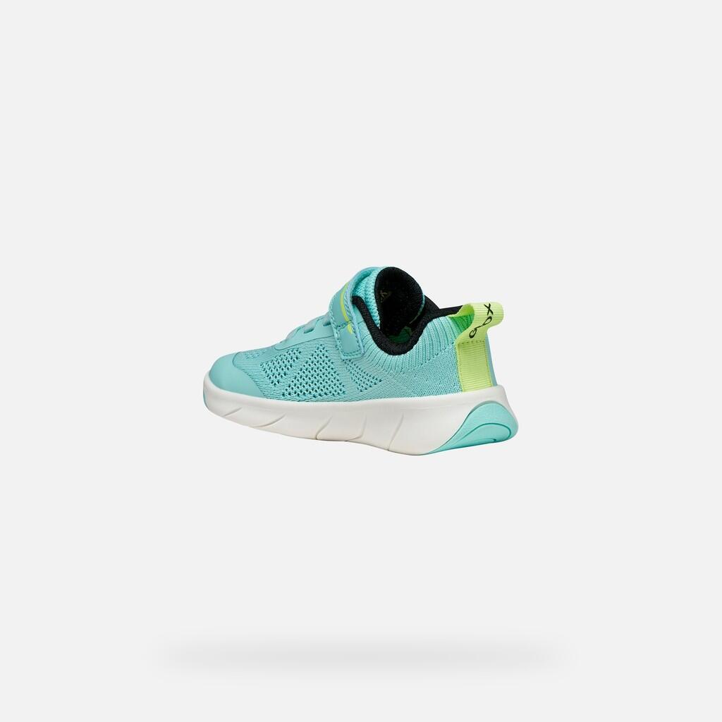 Baskets Fille J FOOT-RUN GIRL Bleu Eau/Vert Acidulé 4/7