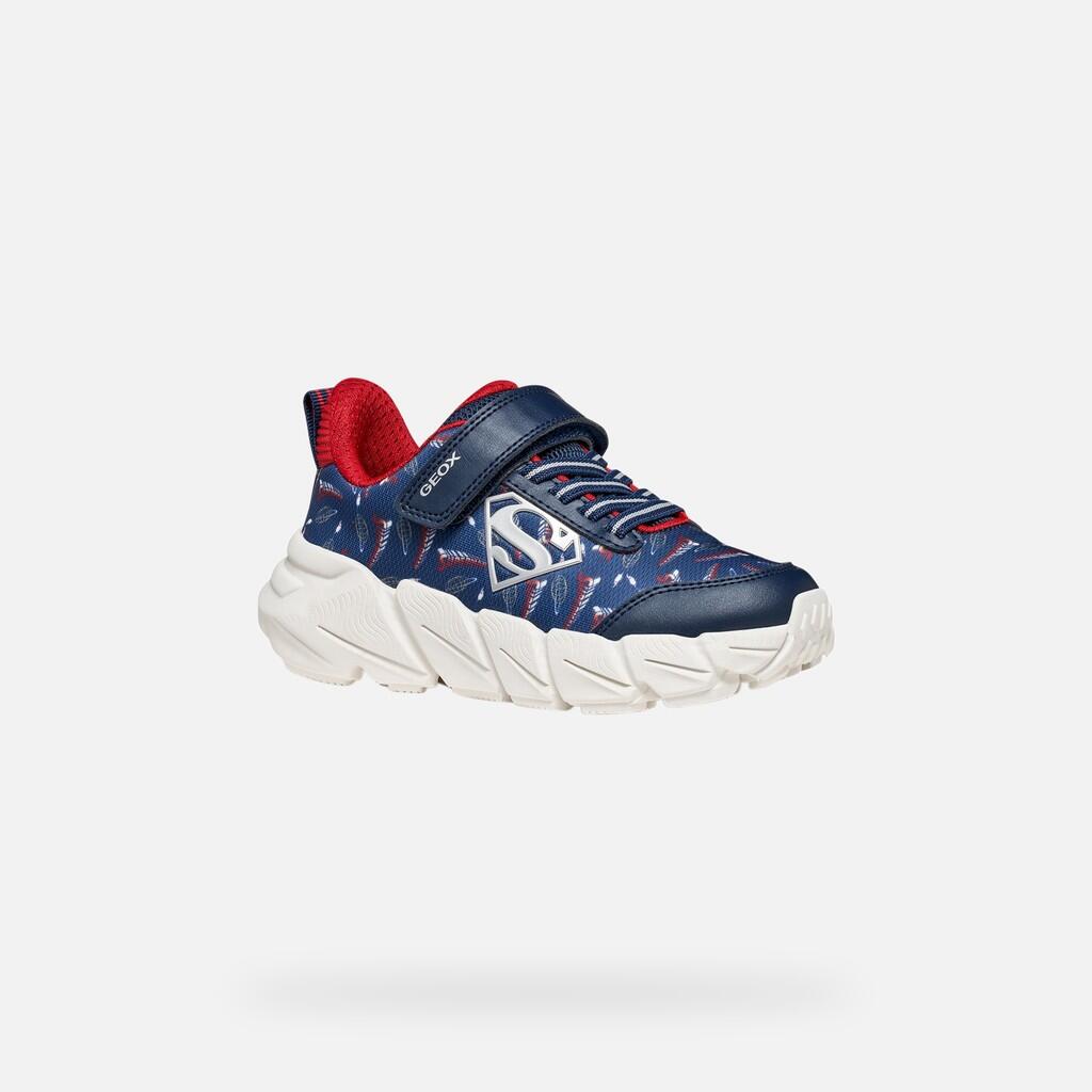 Baskets Garçon J FLEXYPER FAST BOY Bleu Marine/Rouge Foncé 4/7