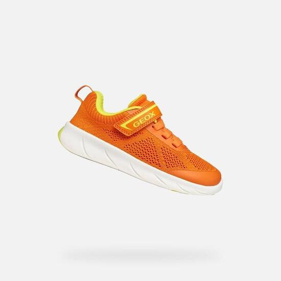 Baskets Garçon J FOOT-RUN BOY Orange/Citron Vert