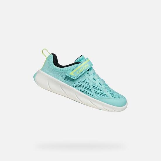 Baskets Fille J FOOT-RUN GIRL Bleu Eau/Vert Acidulé