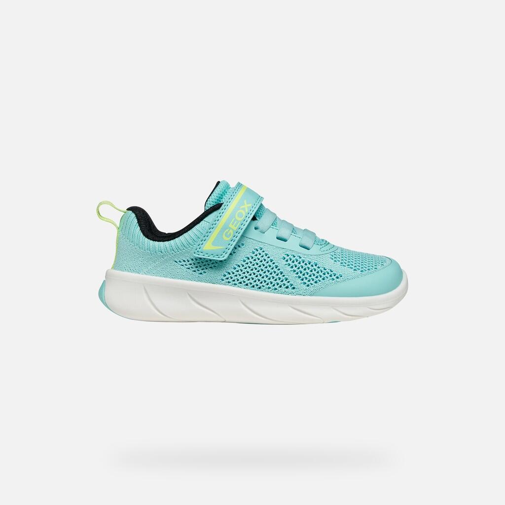 Baskets Fille J FOOT-RUN GIRL Bleu Eau/Vert Acidulé 2/7
