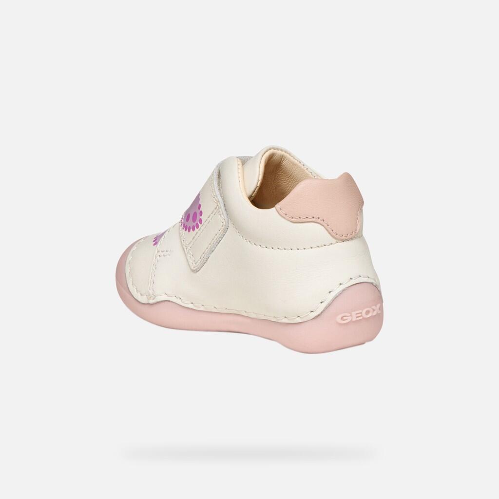 Premiers Pas Bébé Fille B TUTIM Blanc/Rose 5/7