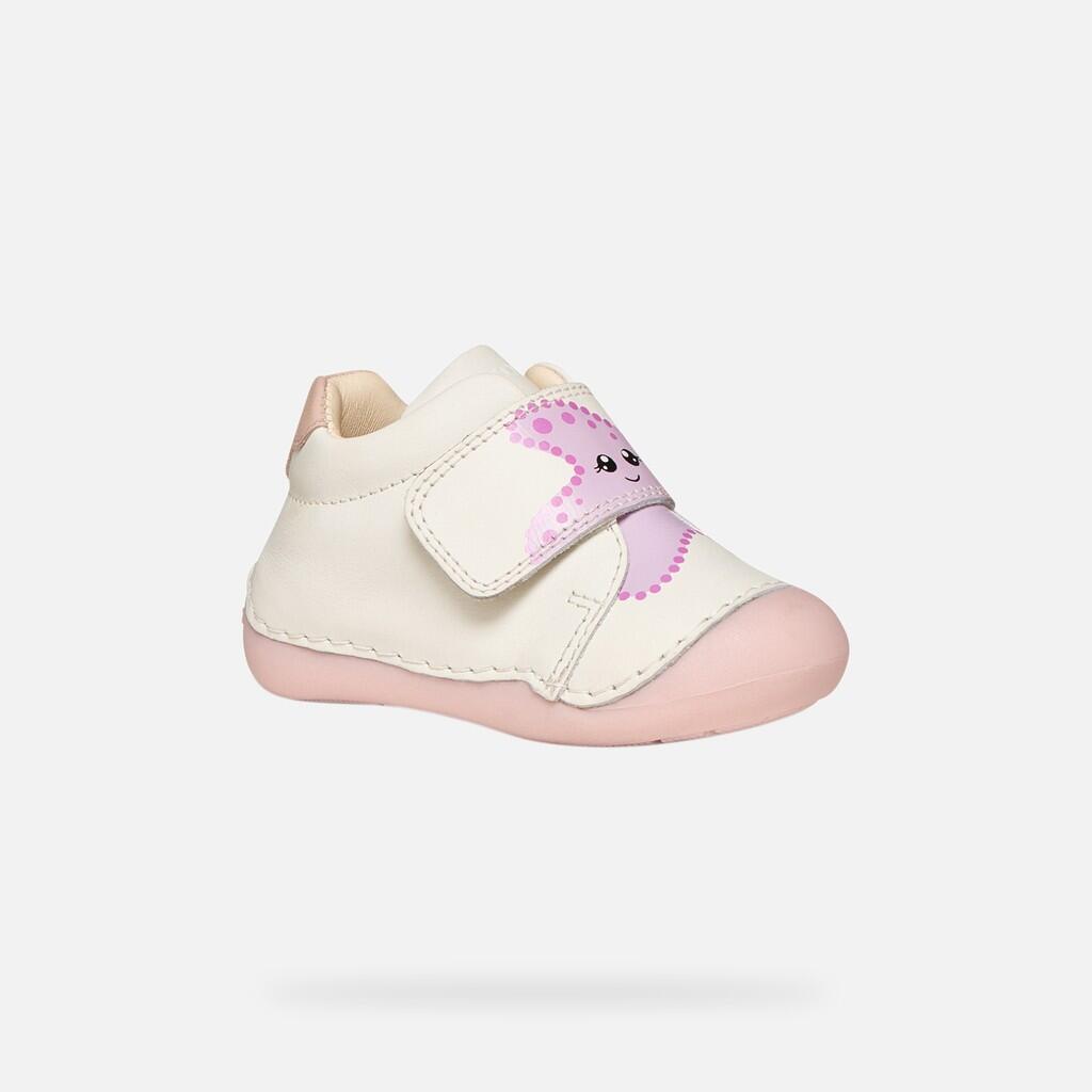 Premiers Pas Bébé Fille B TUTIM Blanc/Rose 4/7