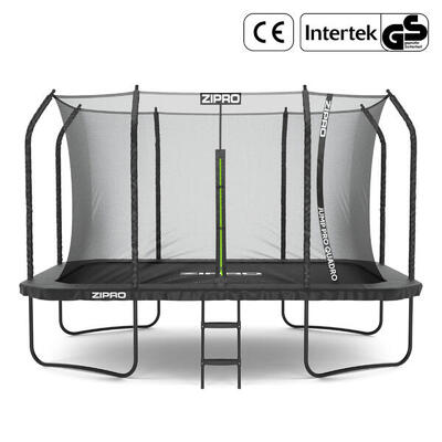 Trampoline rechthoekig zipro jump pro quadro 366x244 cm met veiligheidsnet