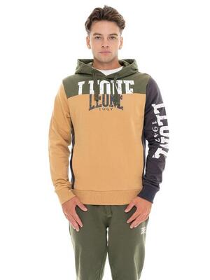 Felpe invernale uomo con cappuccio pull on logo grande Leone 1947 Color Block