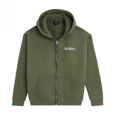 Felpa con Cappuccio Zip Uomo Kickers Verde Kaki