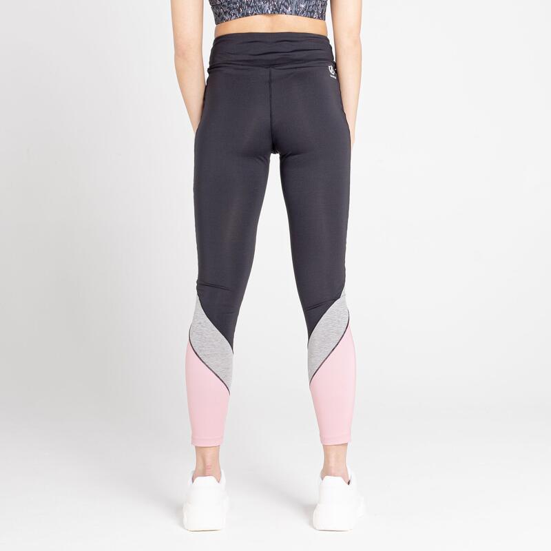 Upgraded leichte Fitness-Leggings für Damen - Schwarz/Hellrosa