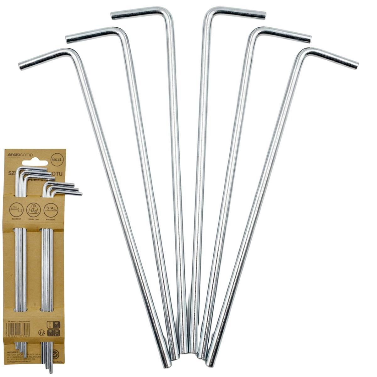 Śledzie do namiotu 18CM 6 SZT Enero Camp metalowe 2/4