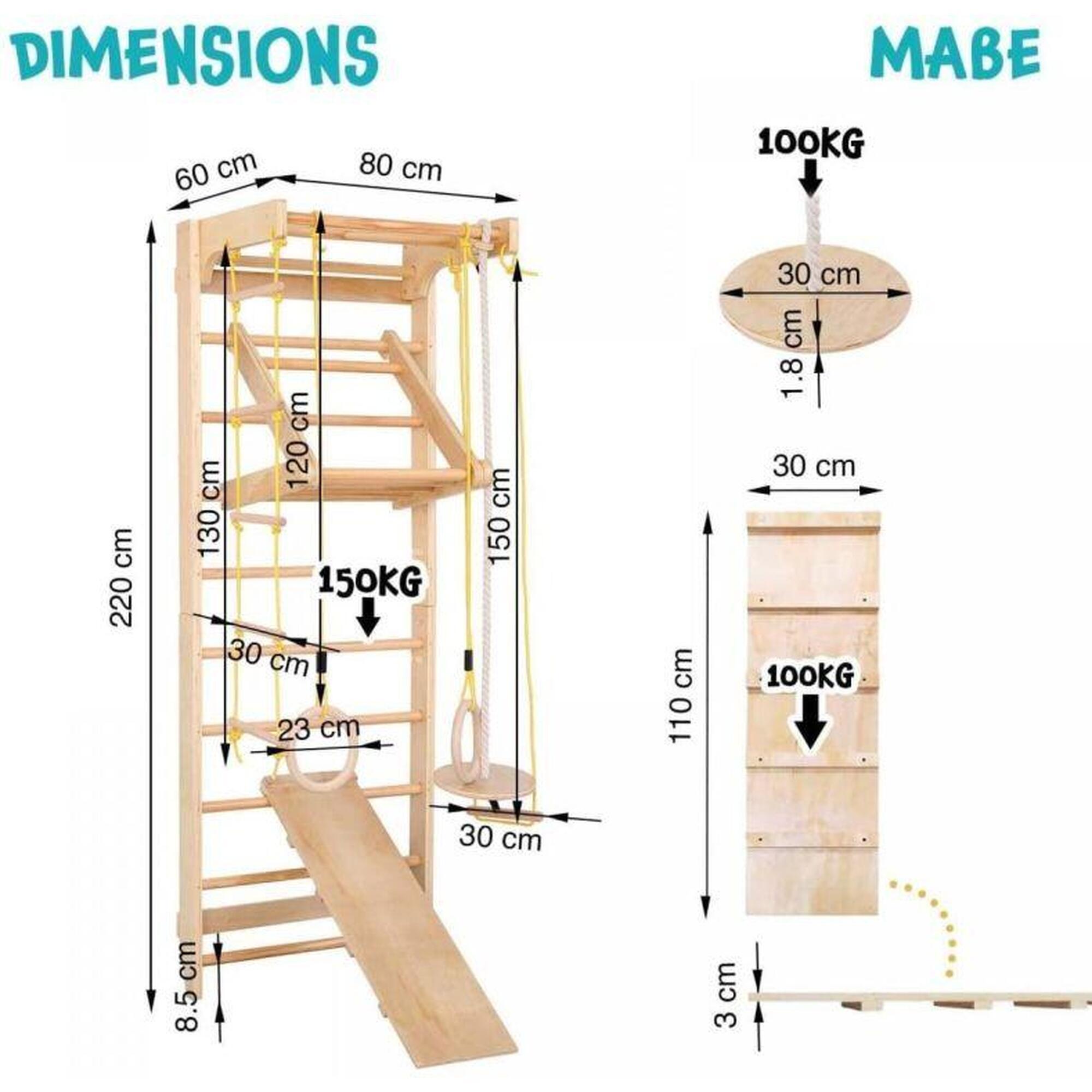 Spalier gimnastică multifuncțional cu bară tracțiuni inele Physionics