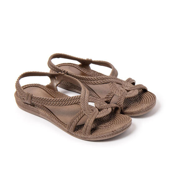 Unisex strandslippers in bruin met rubberen zolen