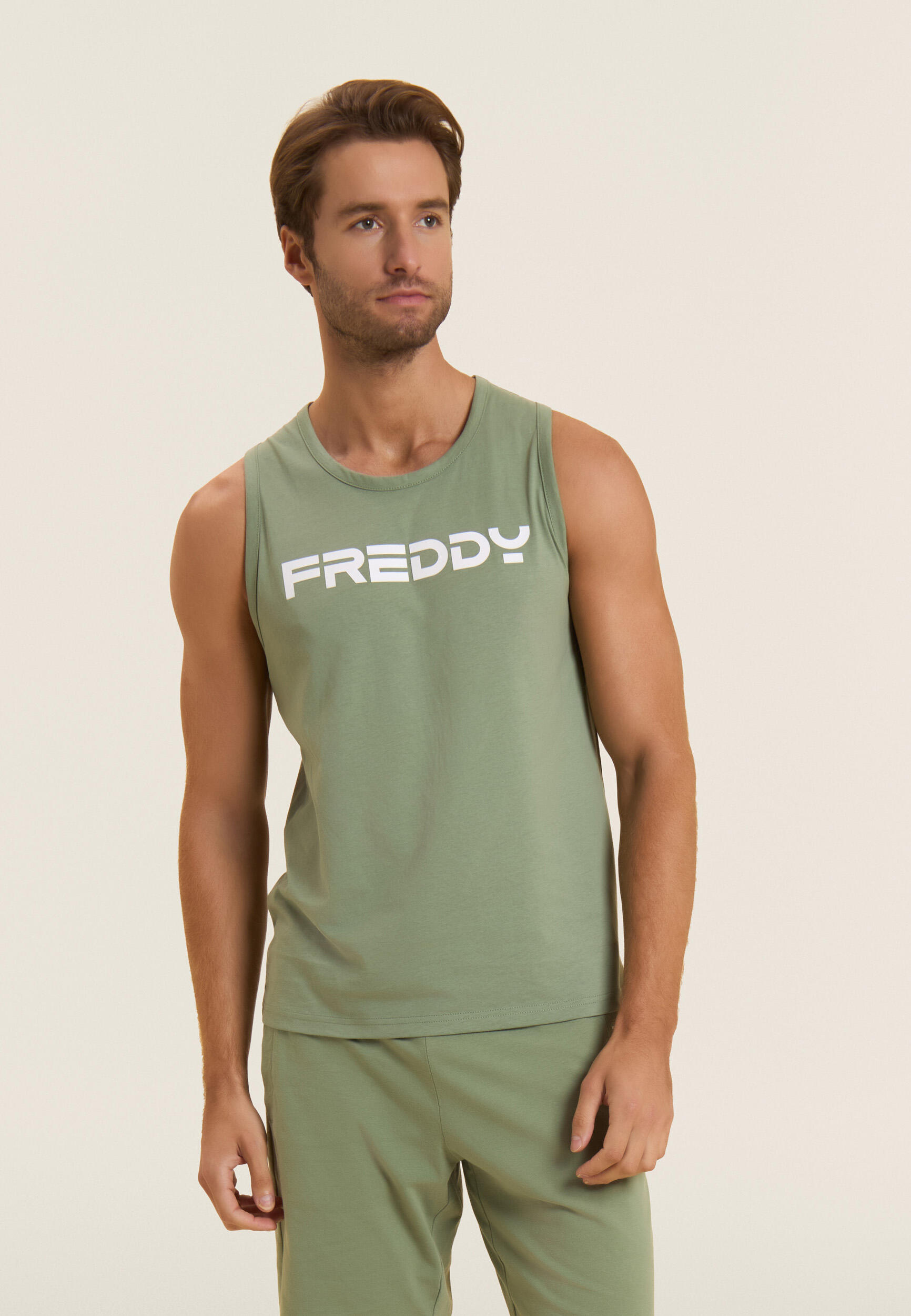 Canotta in cotone con retro vogatore e logo FREDDY 2/5