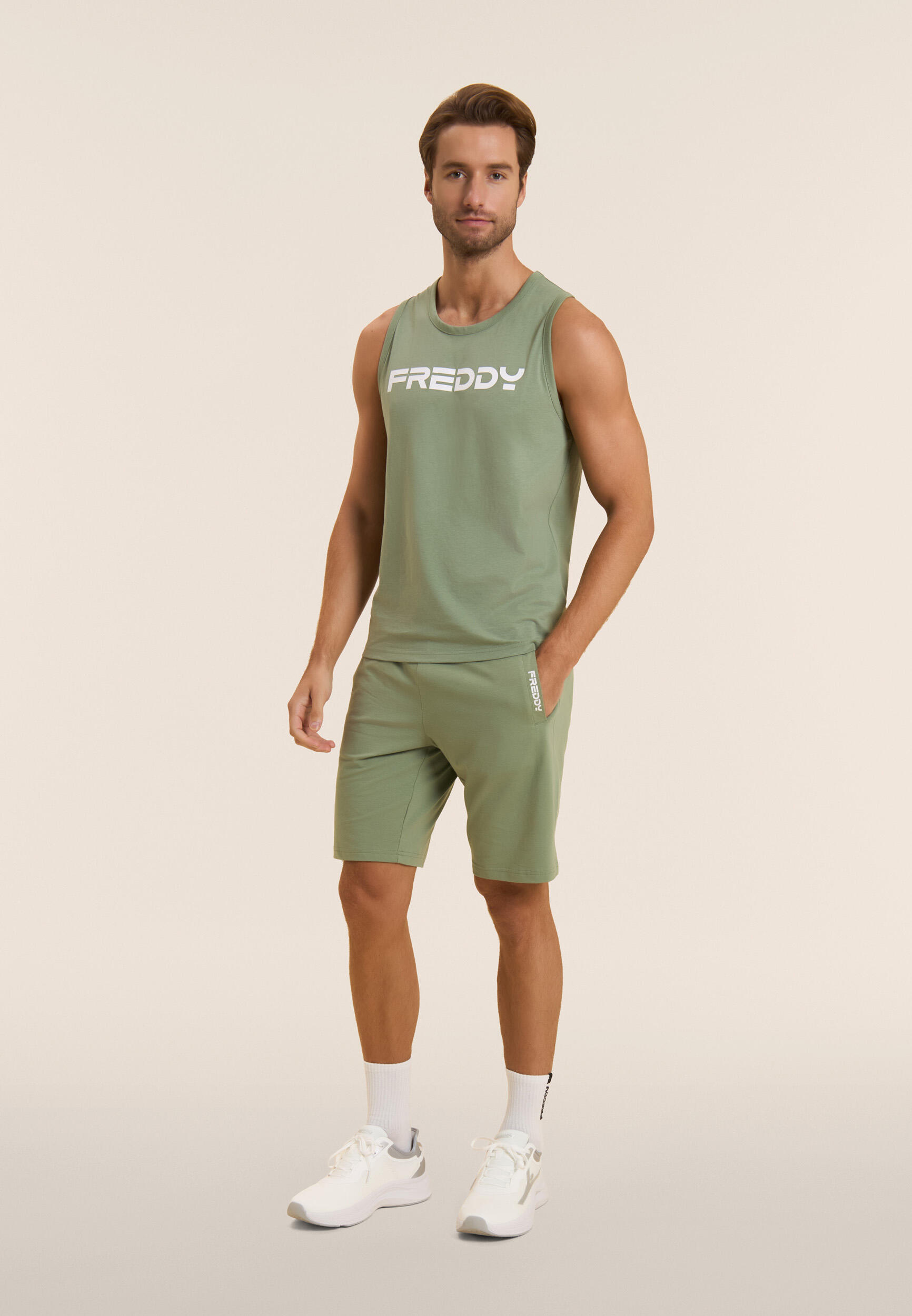 Canotta in cotone con retro vogatore e logo FREDDY 5/5