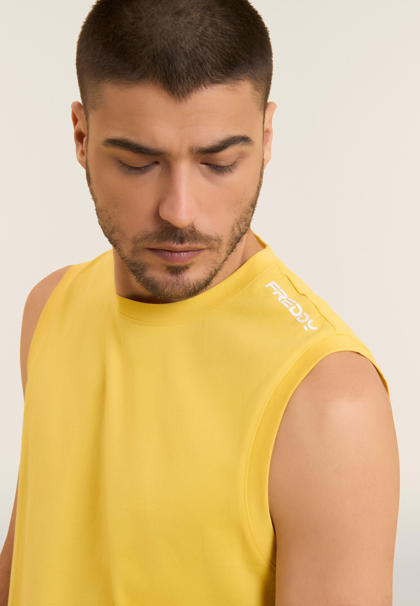 T-shirt sans manches en jersey de coton 4/5