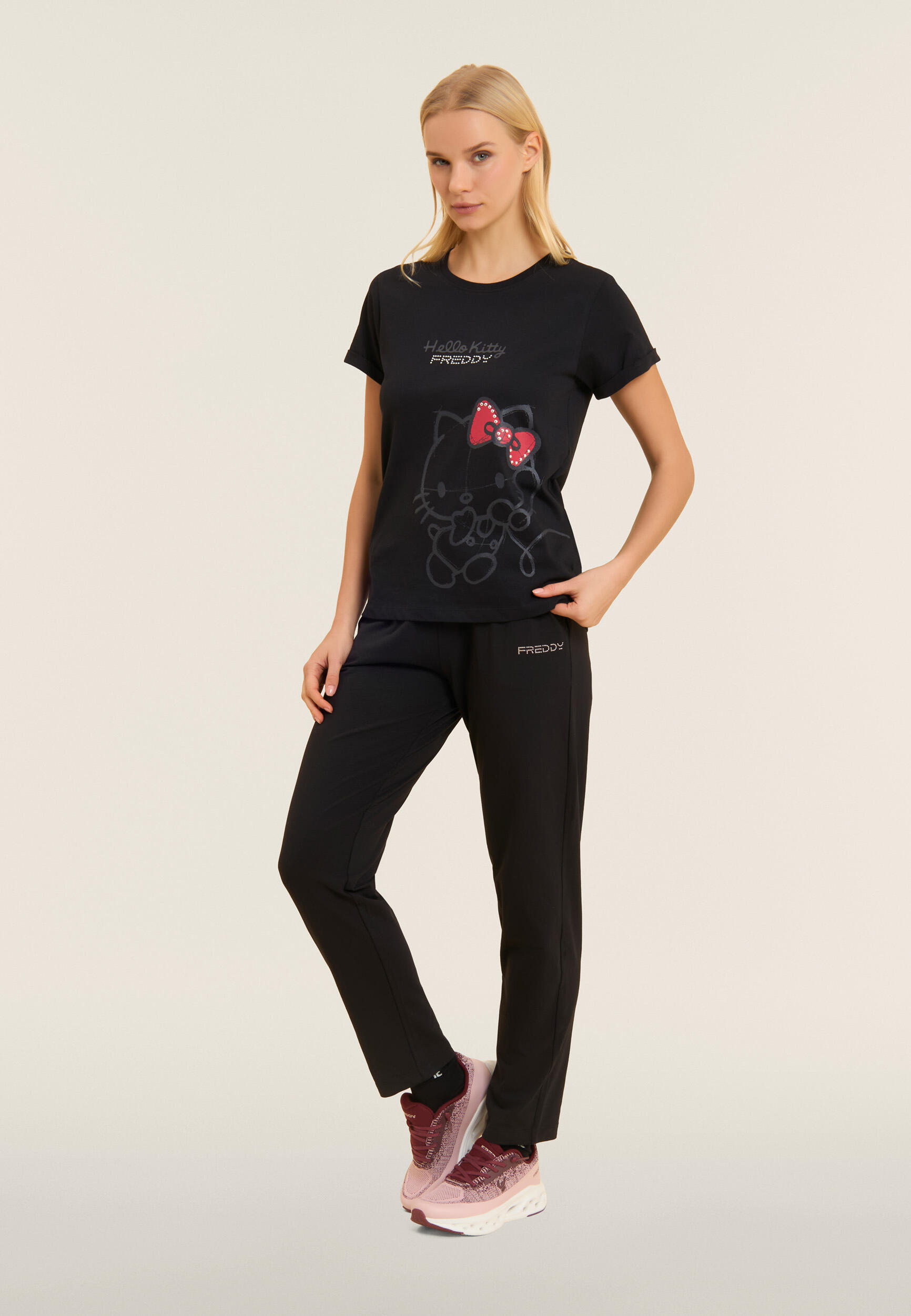 Pantalon de sport à coupe classique, taille côtelée et logo FREDDY 5/5