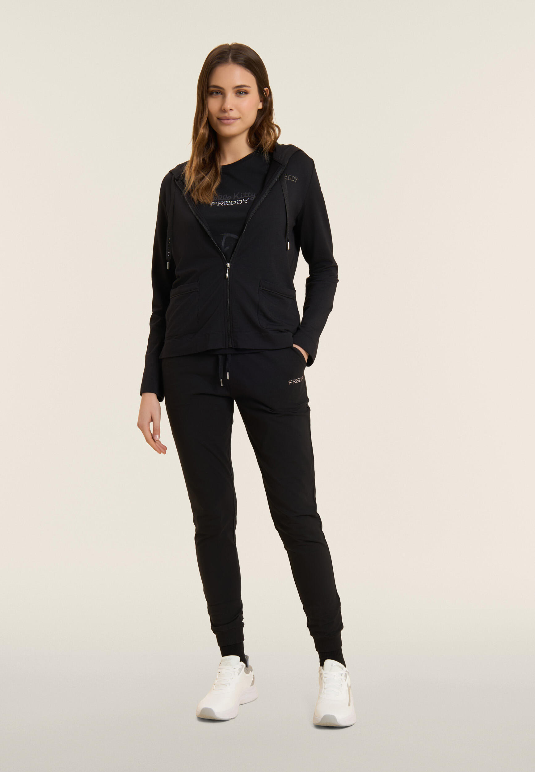 Pantaloni Sportivi con Polsini e Vita in Costina 5/5