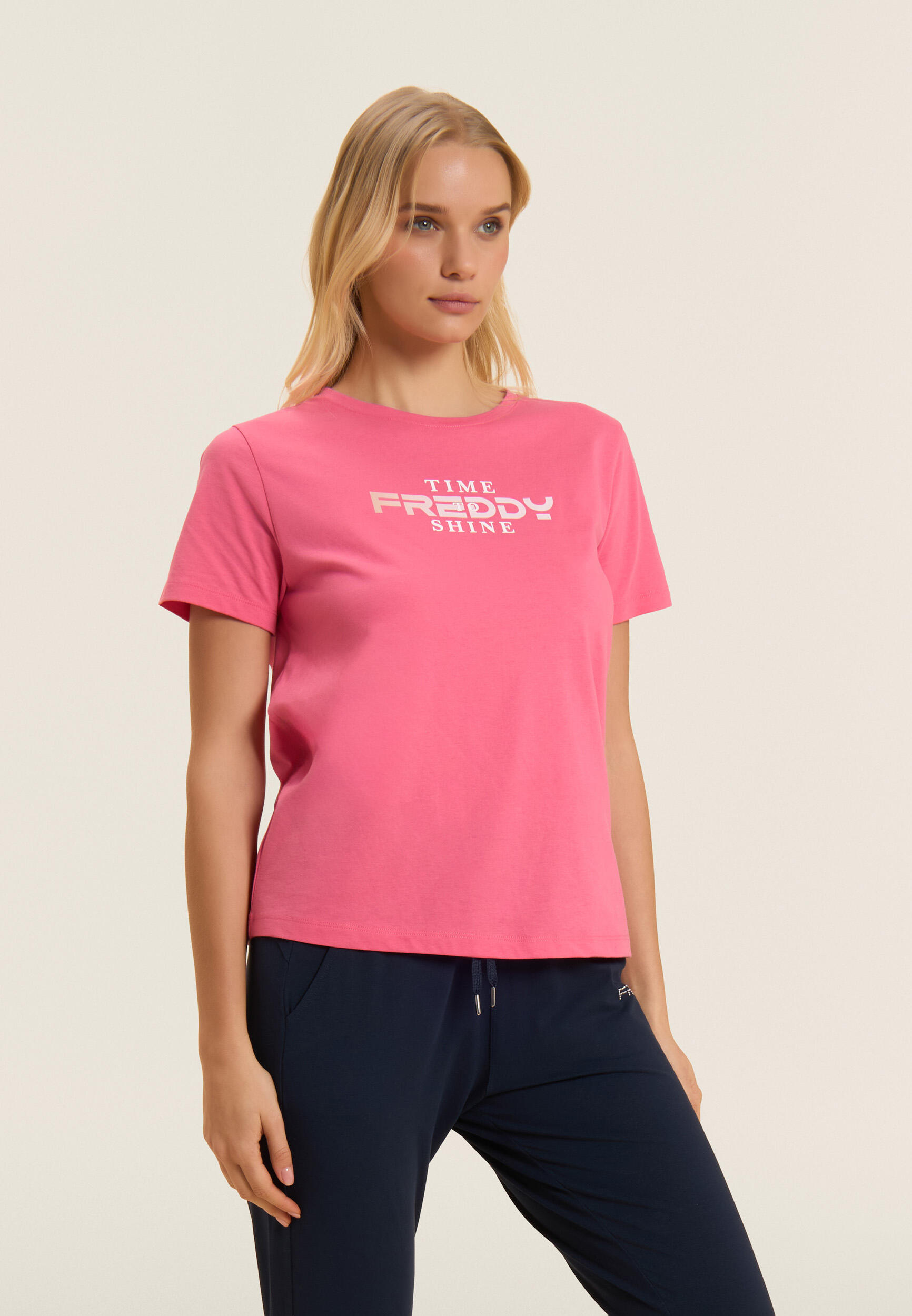 T-shirt coupe confortable avec logo FREDDY et slogan « Time Shine » 2/5