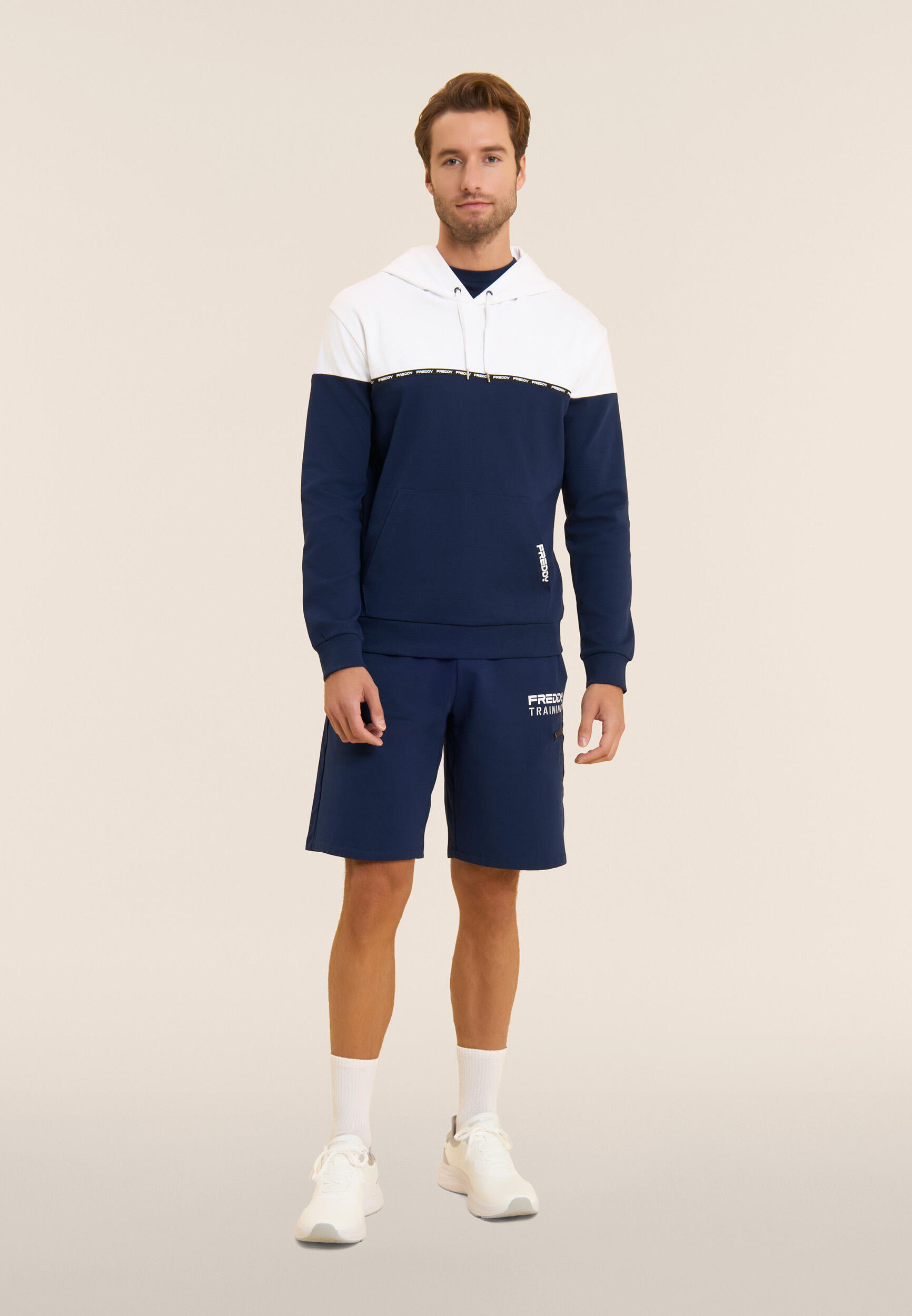 Felpa colour block con cappuccio e inserto logato 5/5