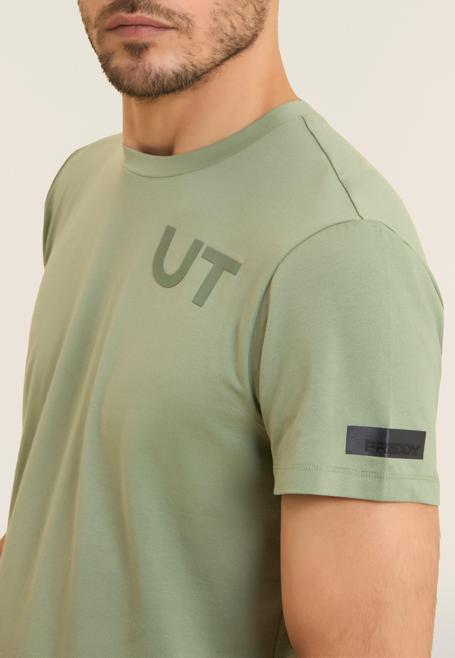 T-shirt Cotone Elasticizzato con Stampa Urban Tech 4/4