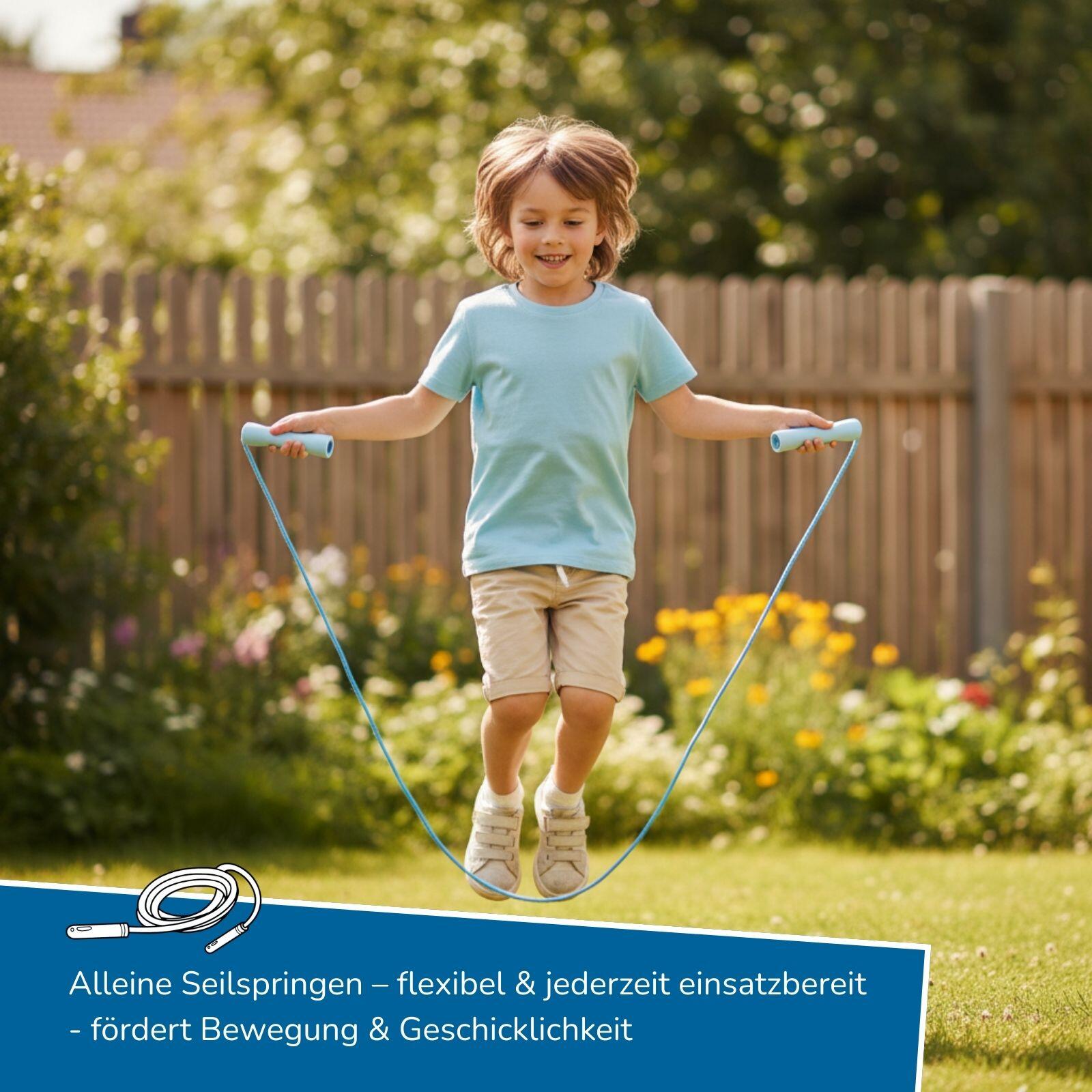 2 in 1 Springseil & Gummitwist, Set mit je 6 Hüpfseilen & Gummibändern 3/7