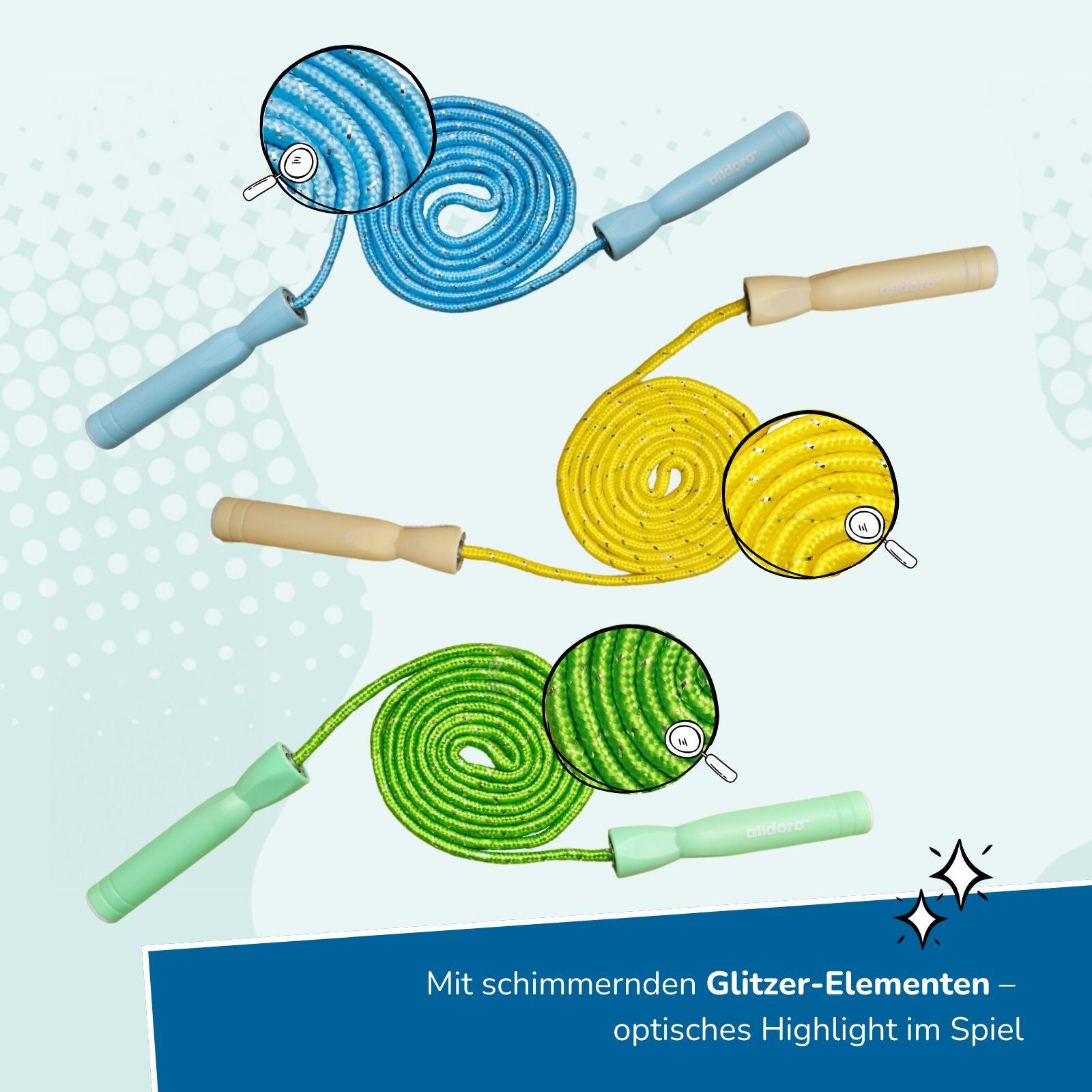 2 in 1 Springseil & Gummitwist, Set mit je 6 Hüpfseilen & Gummibändern 5/7