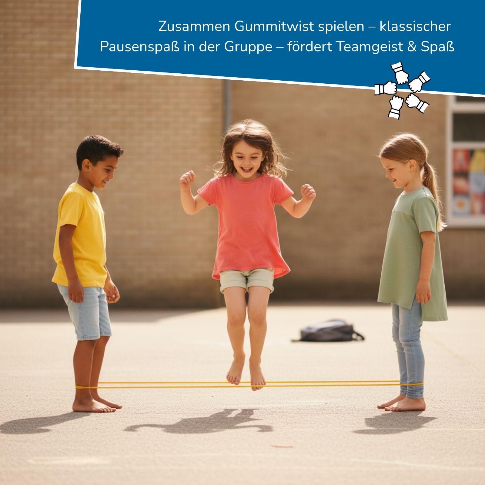 2 in 1 Springseil & Gummitwist, Set mit je 6 Hüpfseilen & Gummibändern 4/7