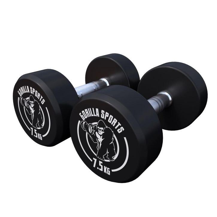 GORILLA SPORTS Kulaté gumové jednoruční činky 2 x 7,5 kg