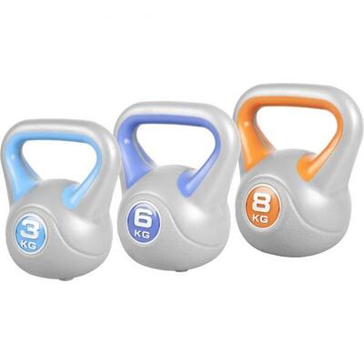 Kettlebells - kunststof trendy - 3 kg, 6 kg & 8 kg - set van 3