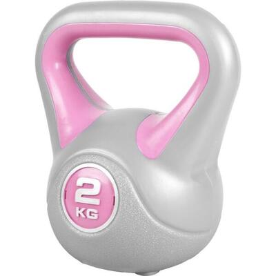Kettlebell trendy - kunststof - 5 kg - grijs - blauw