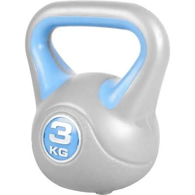 Kettlebell trendy - kunststof - 5 kg - grijs - blauw