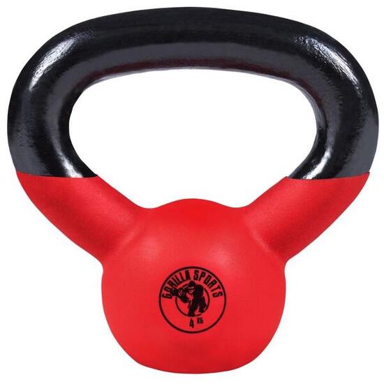 Kettlebell - 4 kg, Gusseisen, Vinyl Beschichtung, Schwunghantel, Kugelgewicht