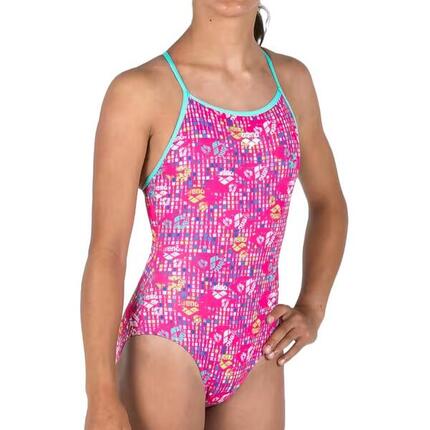 Bañador Arena de una pieza rosa para niña con estampado Allover