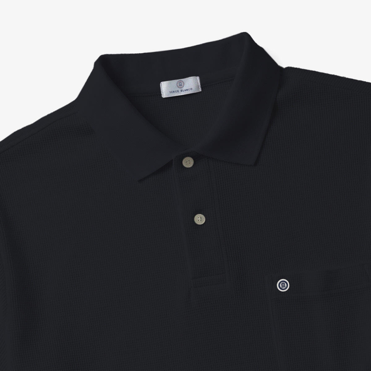 Polo de manga corta de algodón gofrado 3/4
