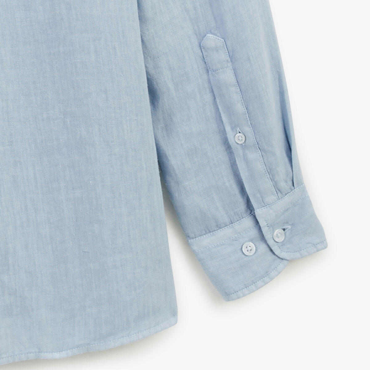 Camicia a maniche lunghe in lino blu cielo 4/4
