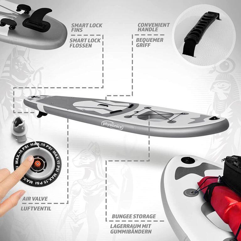 Placa gonflabila Paddle Board, 305 x 76 x 12 cm, gri Anubis