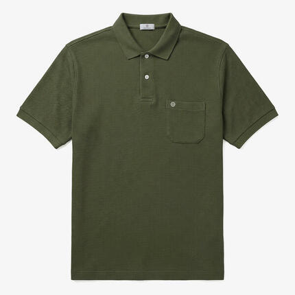 Polo manches courtes en coton gaufré vert army