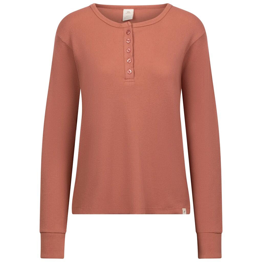 Womens Long Sleeves Waffle Knit Button Front Top - Morvenna