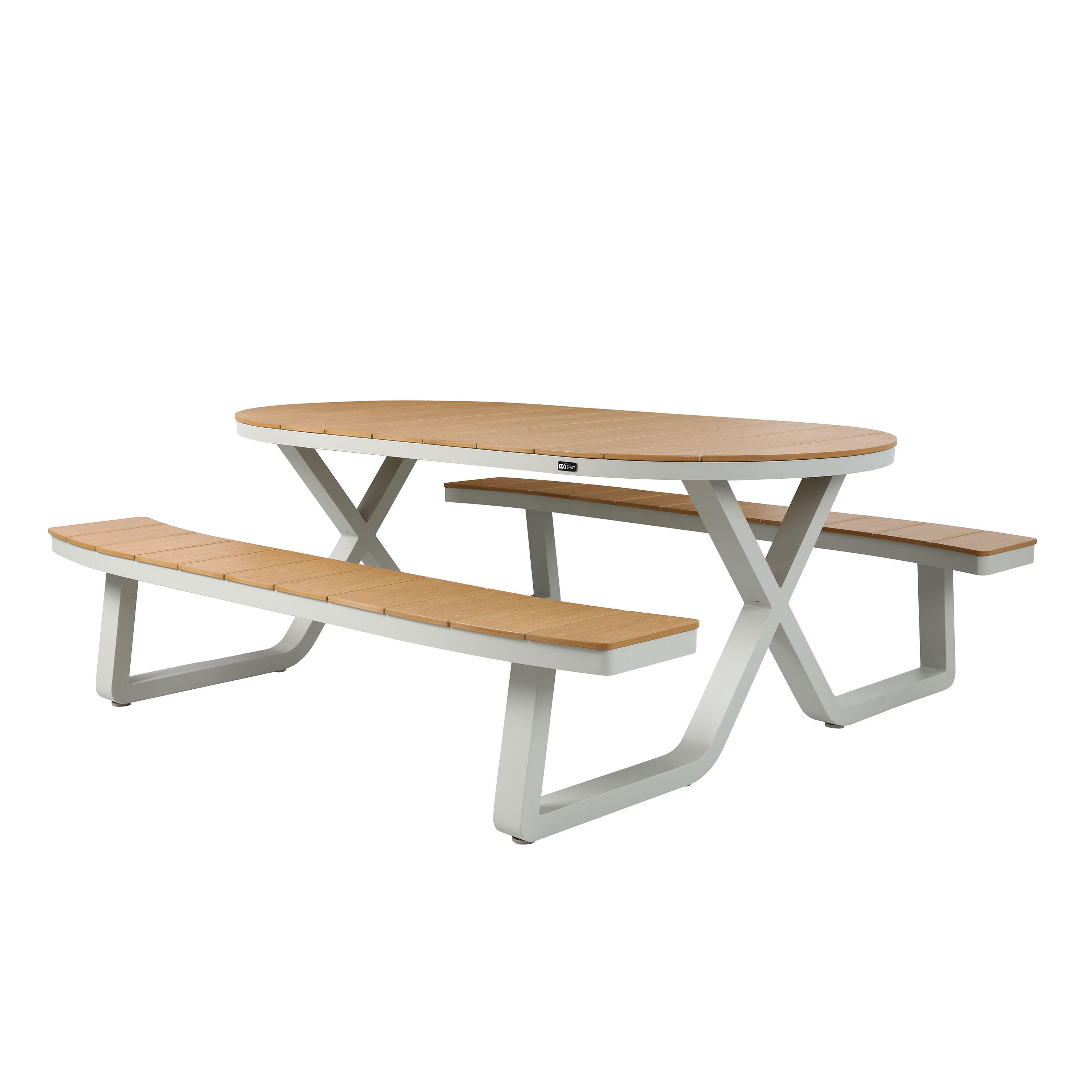 Table de Pique-Nique, Ovale, Teck,  6 Personnes, Beige 5/7