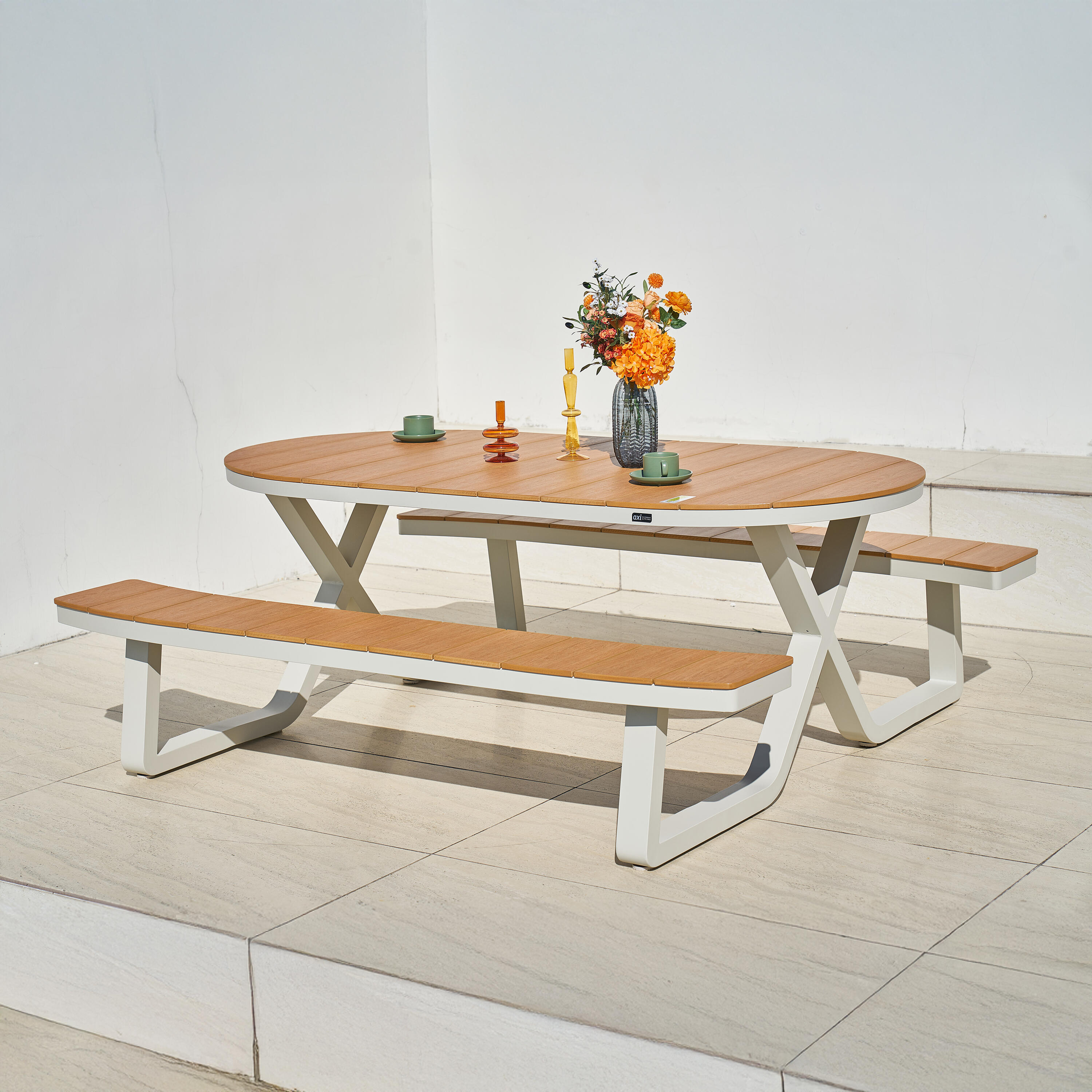 Table de Pique-Nique, Ovale, Teck,  6 Personnes, Beige 7/7