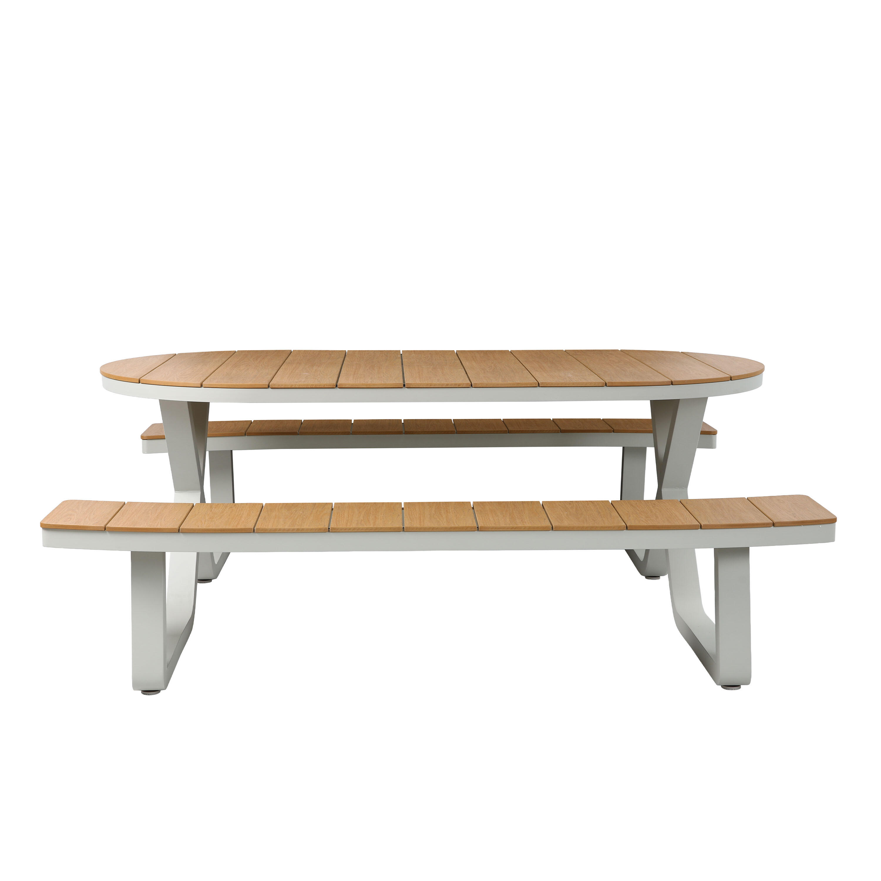 Table de Pique-Nique, Ovale, Teck,  6 Personnes, Beige 6/7