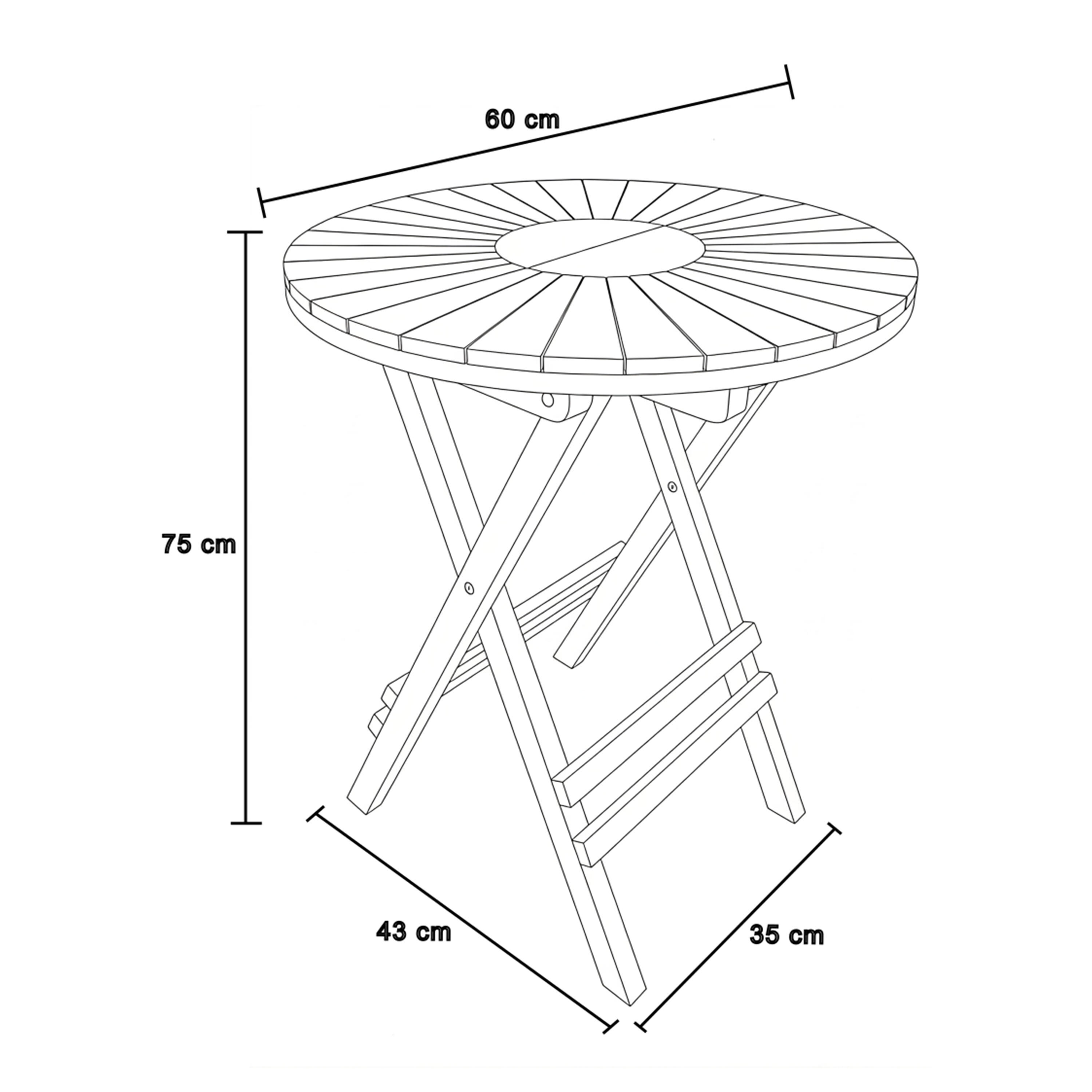 Bijzettafel - AXI Gia - Opvouwbaar - Rond - Teak - Ø 60 cm 4/6