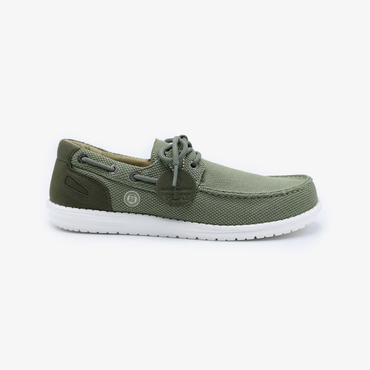 Scarpe da barca Socoa verde kaki in maglia elasticizzata 3/6