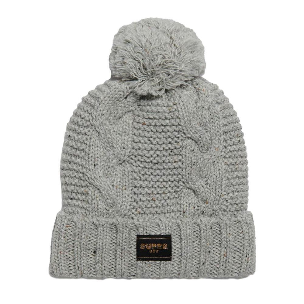 Bonnet Gris Femme  Superdry Cable Knit Beanie 1/1