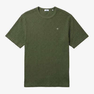 T-shirt girocollo in cotone goffrato Théo verde militare